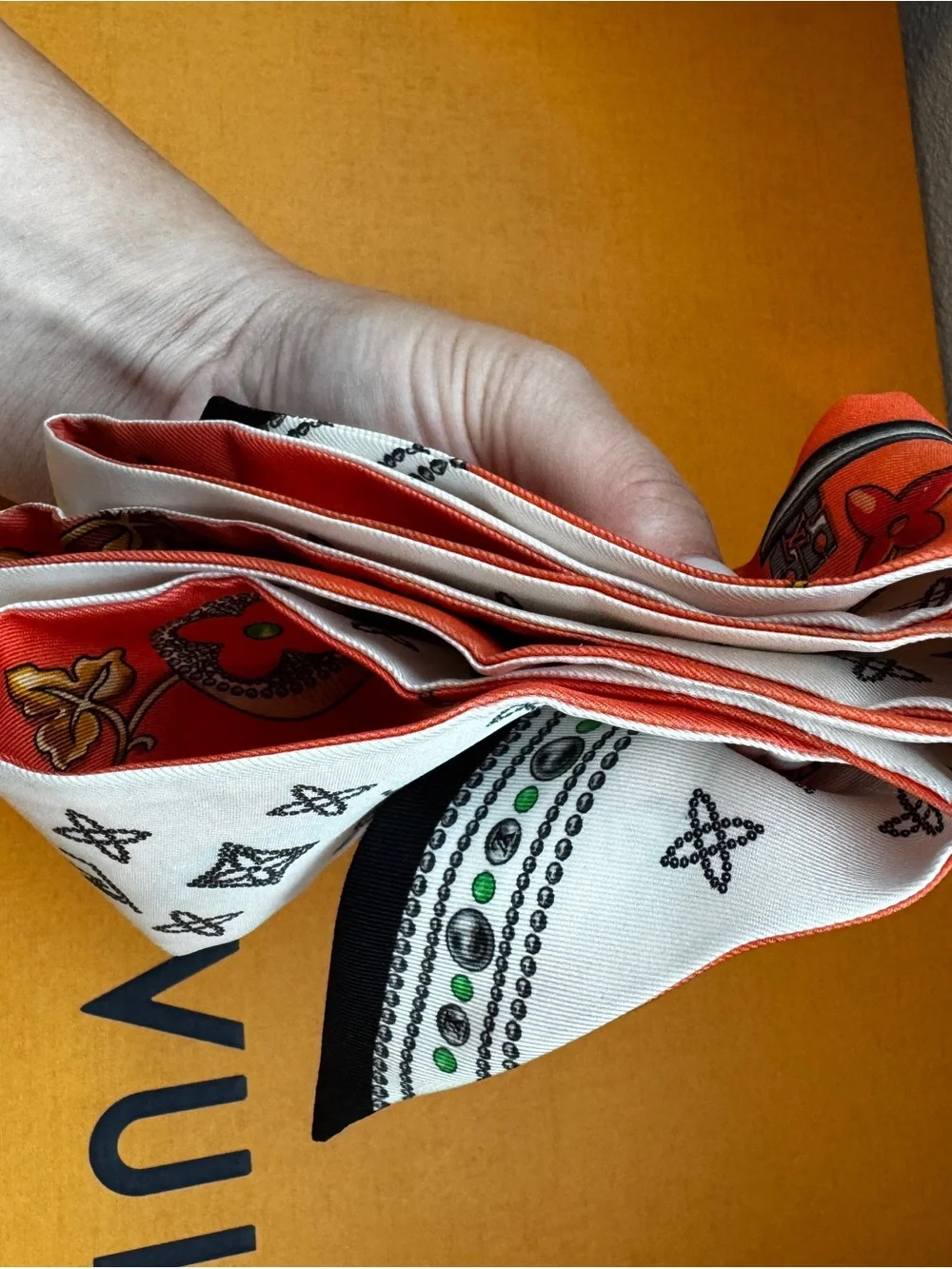 Louis Vuitton Silk Logo Twilly Scarf